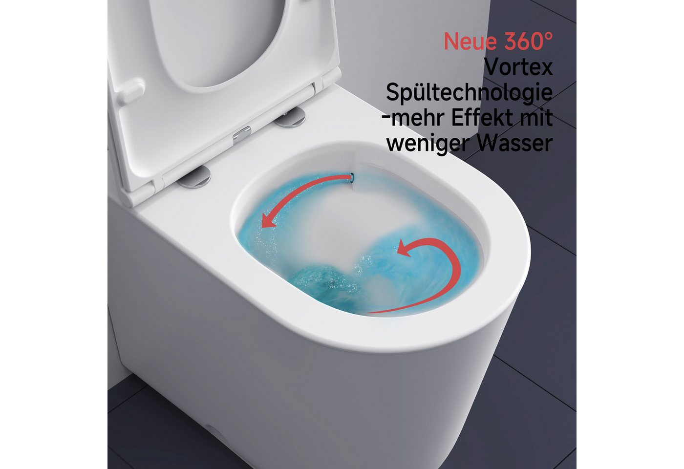welltime Tiefspül-WC Cascata Design, bodenstehend, Abgang waagerecht, Vortex-Flush Bild 5
