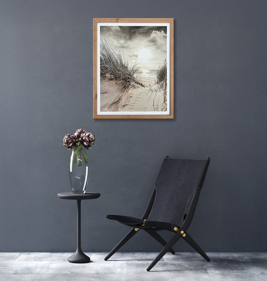 Bönninghoff Bild mit Rahmen Wandbild gerahmt STRAND DÜNE 40x50 cm – Küsten Wanddeko maritim, Landschaft, Meer, Meer Bilder, Natur, Strand, Strandbilder (1 St), mit dekorativem Rahmen Bild 4