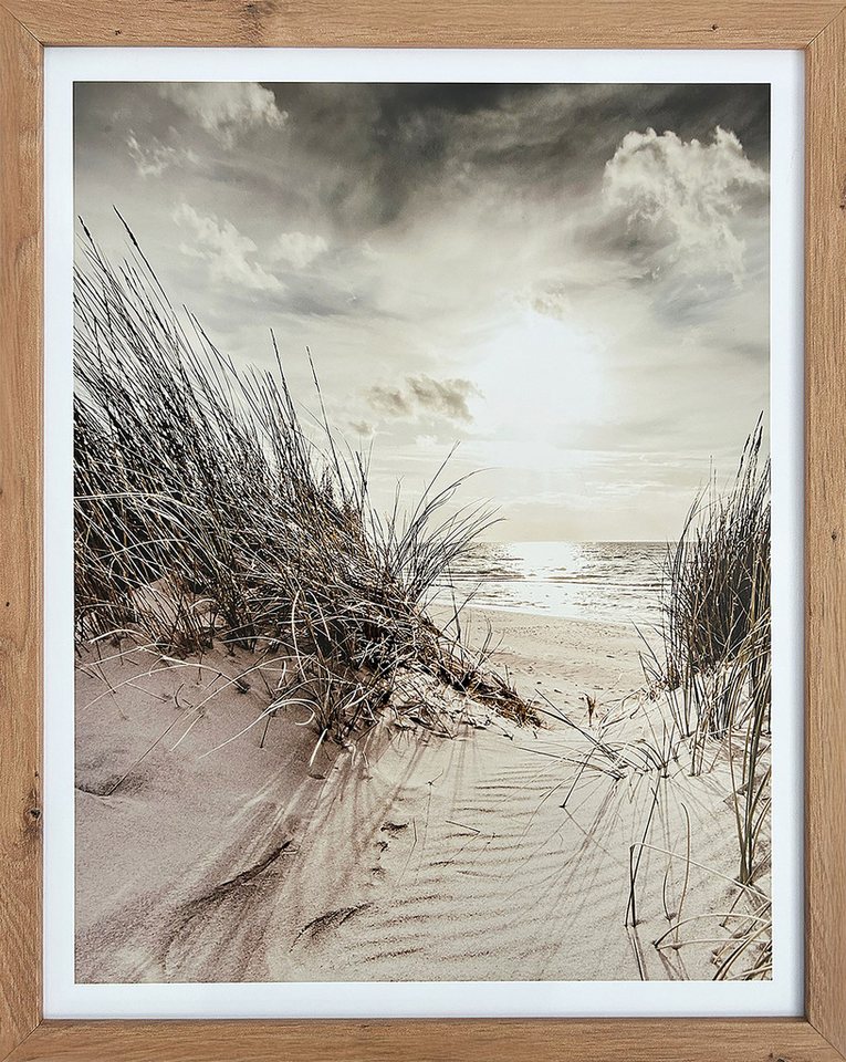 Bönninghoff Bild mit Rahmen Wandbild gerahmt STRAND DÜNE 40x50 cm – Küsten Wanddeko maritim, Landschaft, Meer, Meer Bilder, Natur, Strand, Strandbilder (1 St), mit dekorativem Rahmen Bild 5