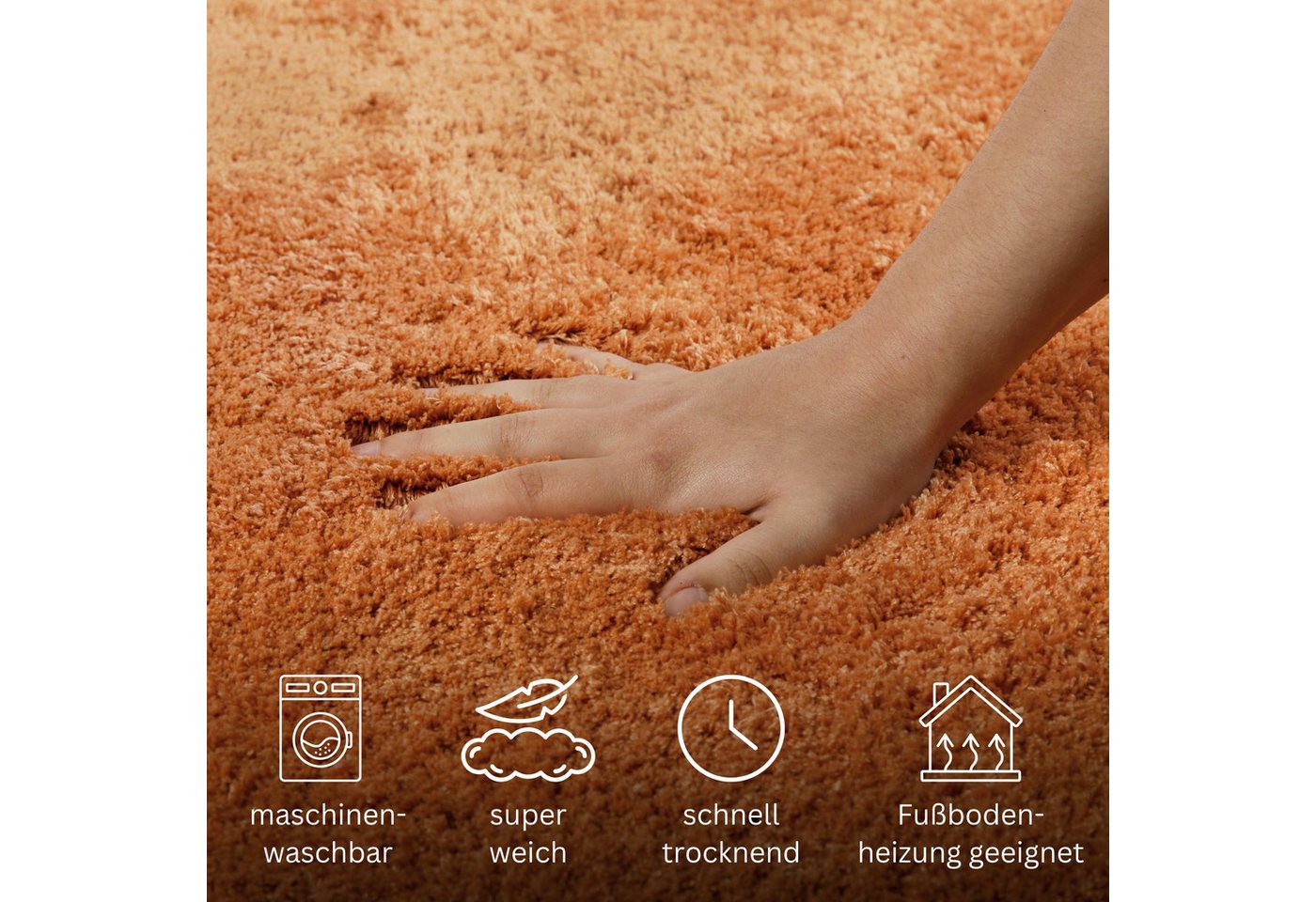 OTTO home Badematte Kaarin, uni, viele Farben, Badvorleger, Badezimmer Teppich, Höhe 30 mm, rutschhemmend beschichtet, fußbodenheizungsgeeignet, Polyester, rechteckig, Badteppich, getuftet, flauschig, hochflor, große Farbauswahl Bild 2