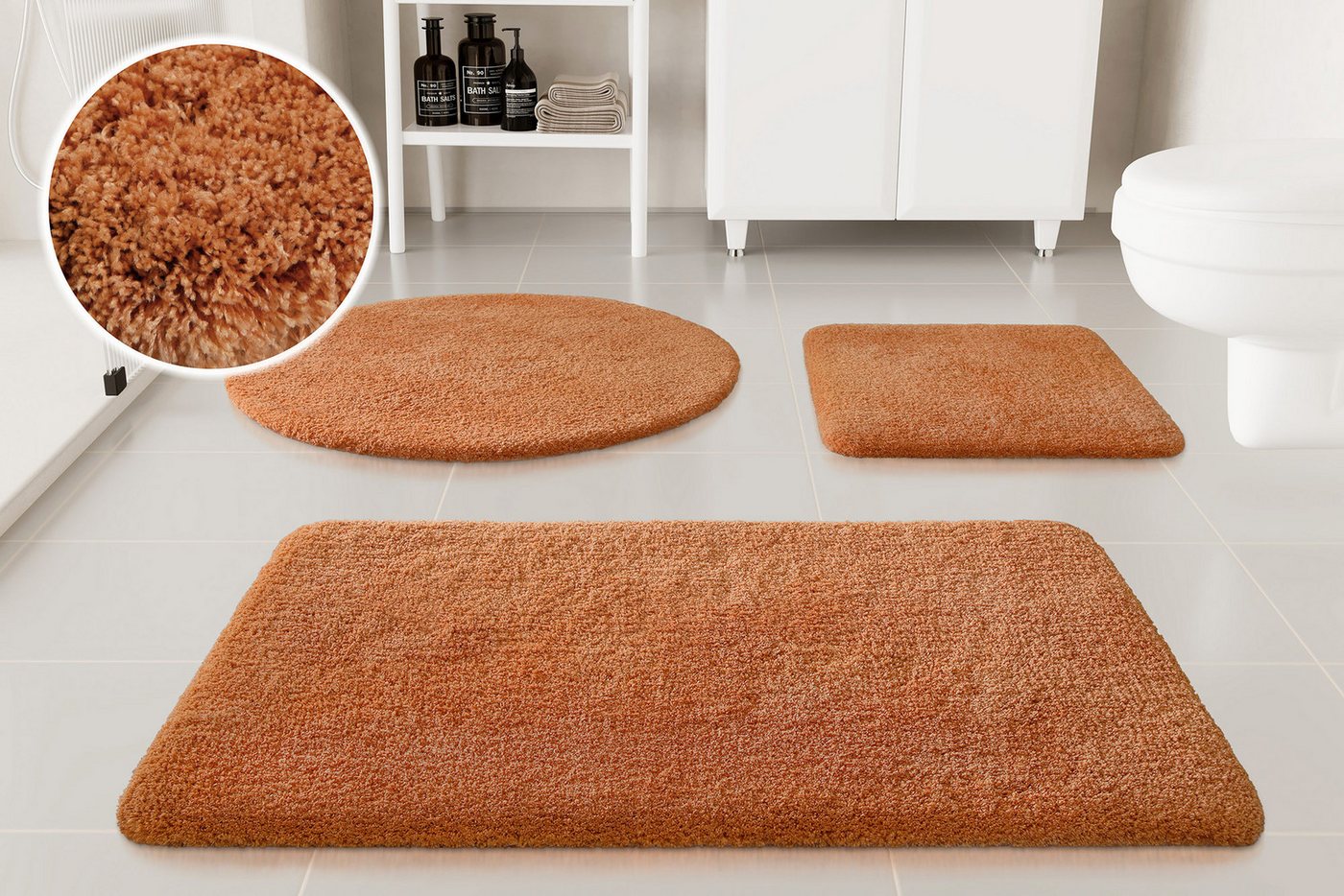 OTTO home Badematte Kaarin, uni, viele Farben, Badvorleger, Badezimmer Teppich, Höhe 30 mm, rutschhemmend beschichtet, fußbodenheizungsgeeignet, Polyester, rechteckig, Badteppich, getuftet, flauschig, hochflor, große Farbauswahl Bild 5