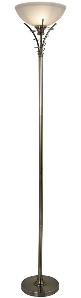 Searchlight Stehlampe Linea Stehleuchte - Antikes Messing und Glas, ohne Leuchtmittel