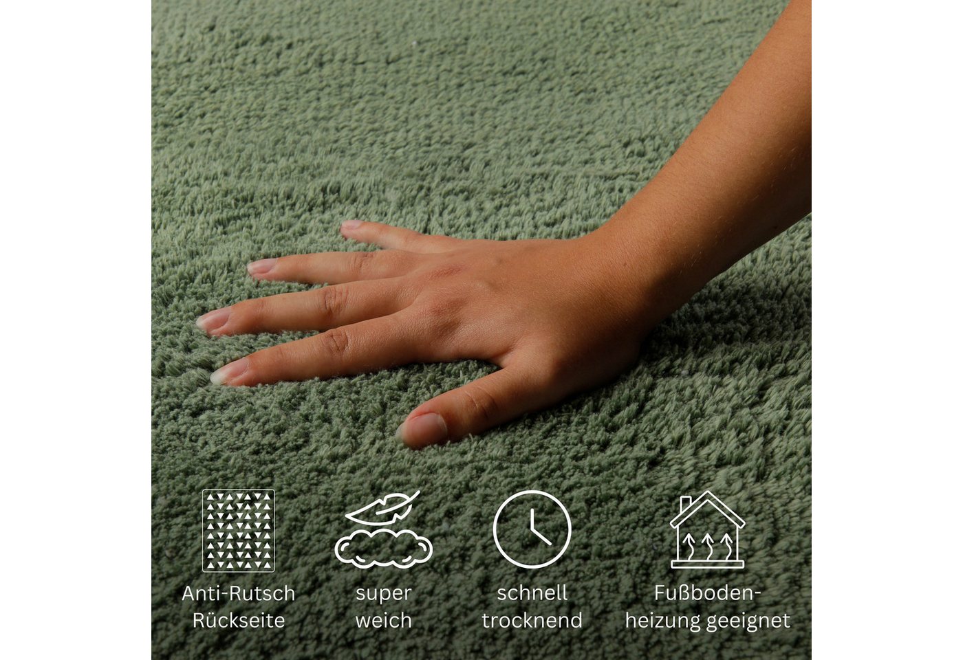 OTTO home Badematte Meellor, uni, viele Farben, Badvorleger, Badezimmer Teppich, Höhe 20 mm, rutschhemmend beschichtet, fußbodenheizungsgeeignet, Baumwolle, rund, Badteppich, getuftet, modern, Uni, antirutsch, flauschig, Baumwolle Bild 2