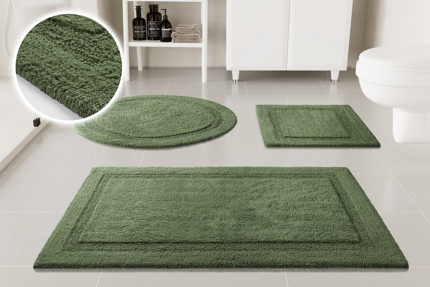 OTTO home Badematte Meellor, uni, viele Farben, Badvorleger, Badezimmer Teppich, Höhe 20 mm, rutschhemmend beschichtet, fußbodenheizungsgeeignet, Baumwolle, rund, Badteppich, getuftet, modern, Uni, antirutsch, flauschig, Baumwolle Bild 3
