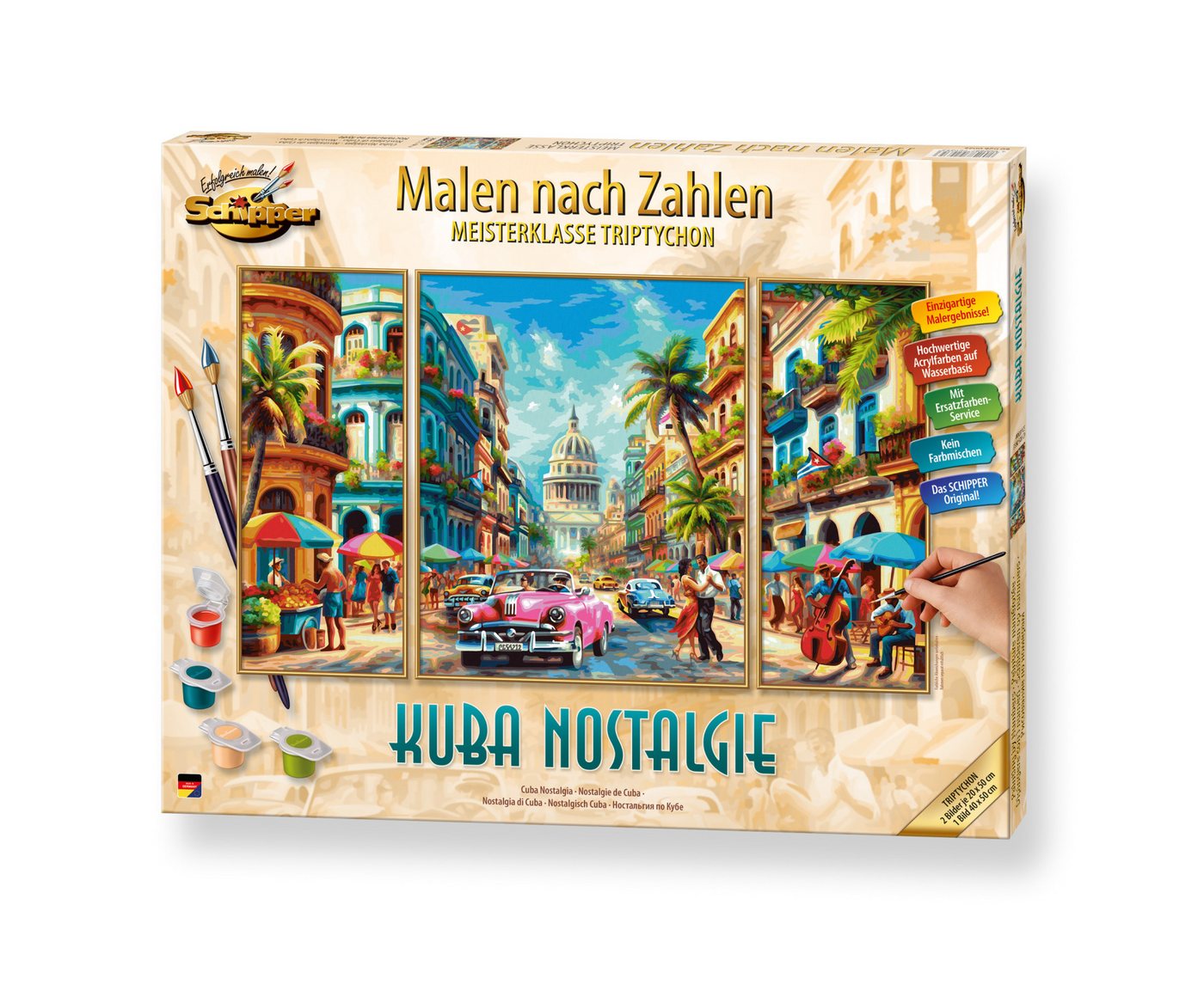Schipper Malen nach Zahlen Meisterklasse Triptychon - Kuba Nostalgie, Made in Germany