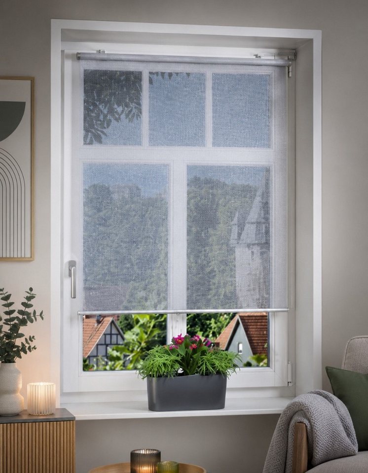 Springrollo, K-HOME, halbtransparent, mit Bohren/ohne Bohren, freihängend, Klemm- oder Schraubmontage