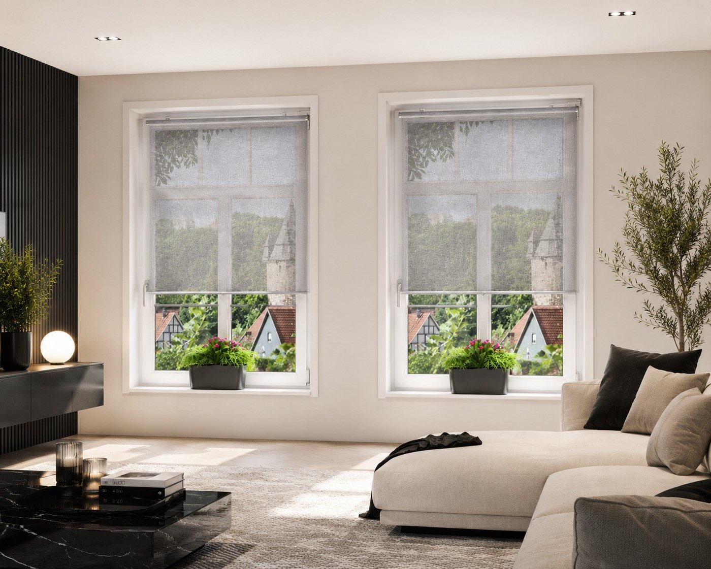 Springrollo, K-HOME, halbtransparent, mit Bohren/ohne Bohren, freihängend, Klemm- oder Schraubmontage Bild 2
