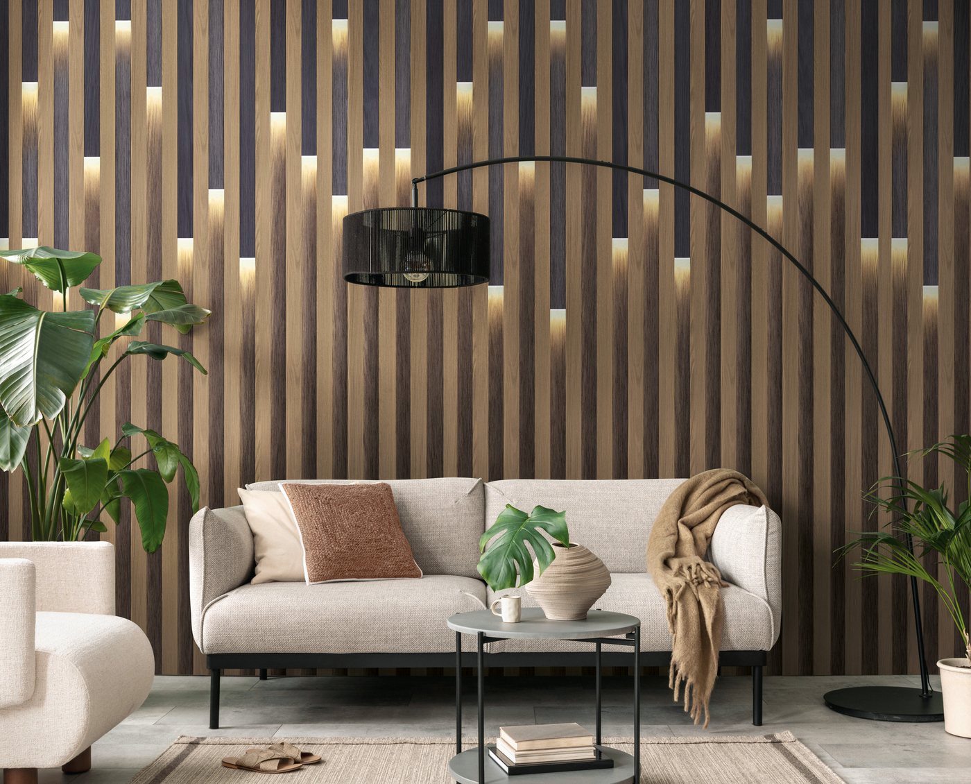living walls Fototapete The Wall 4 Graphics – Akustikpaneele in Holzoptik Vlies-Fototapete, leicht strukturiert, 3D-Optik, Holz, matt, (1 St), Akustikpaneele in Holzoptik mit markanter 3D-Wirkung