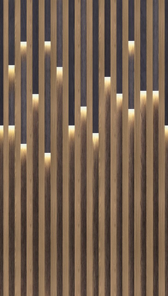 living walls Fototapete The Wall 4 Graphics – Akustikpaneele in Holzoptik Vlies-Fototapete, leicht strukturiert, 3D-Optik, Holz, matt, (1 St), Akustikpaneele in Holzoptik mit markanter 3D-Wirkung Bild 4