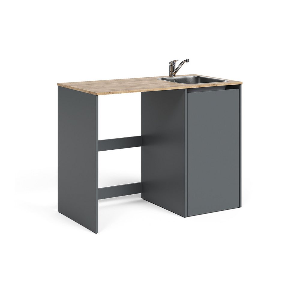 Vicco Waschmaschinenumbauschrank Viktor, Anthrazit/Goldkraft Eiche, 113.6 x 88.2 cm mit Spüle & Arm... (2-St) Bild 2