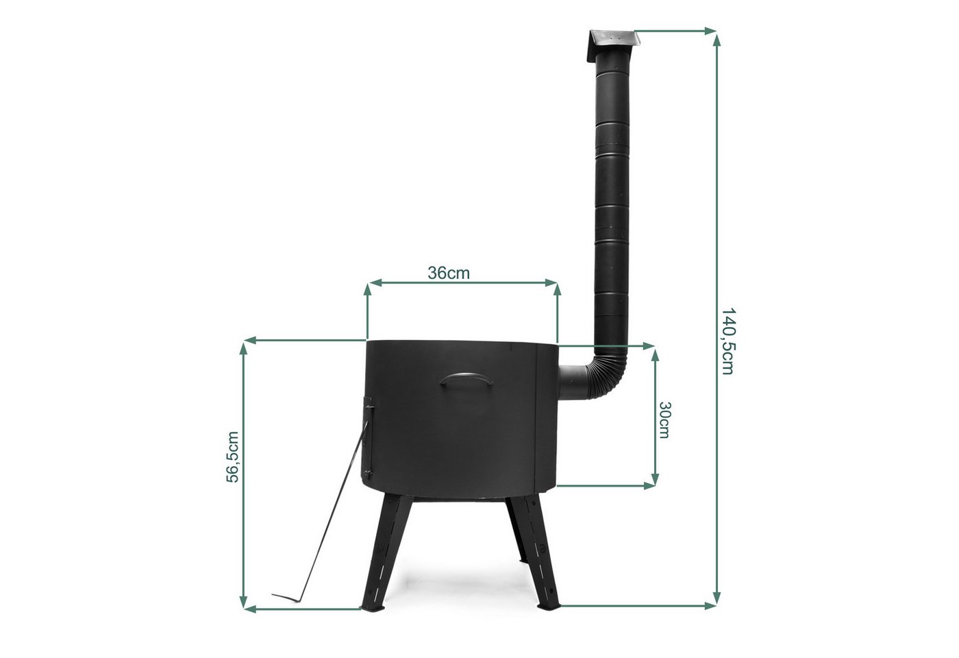 BIG-PAN Feuerstelle Ø36cm Uchag 2 mm Stahl Abzugsrohr Adapter-Ringe Utschak Feldküche