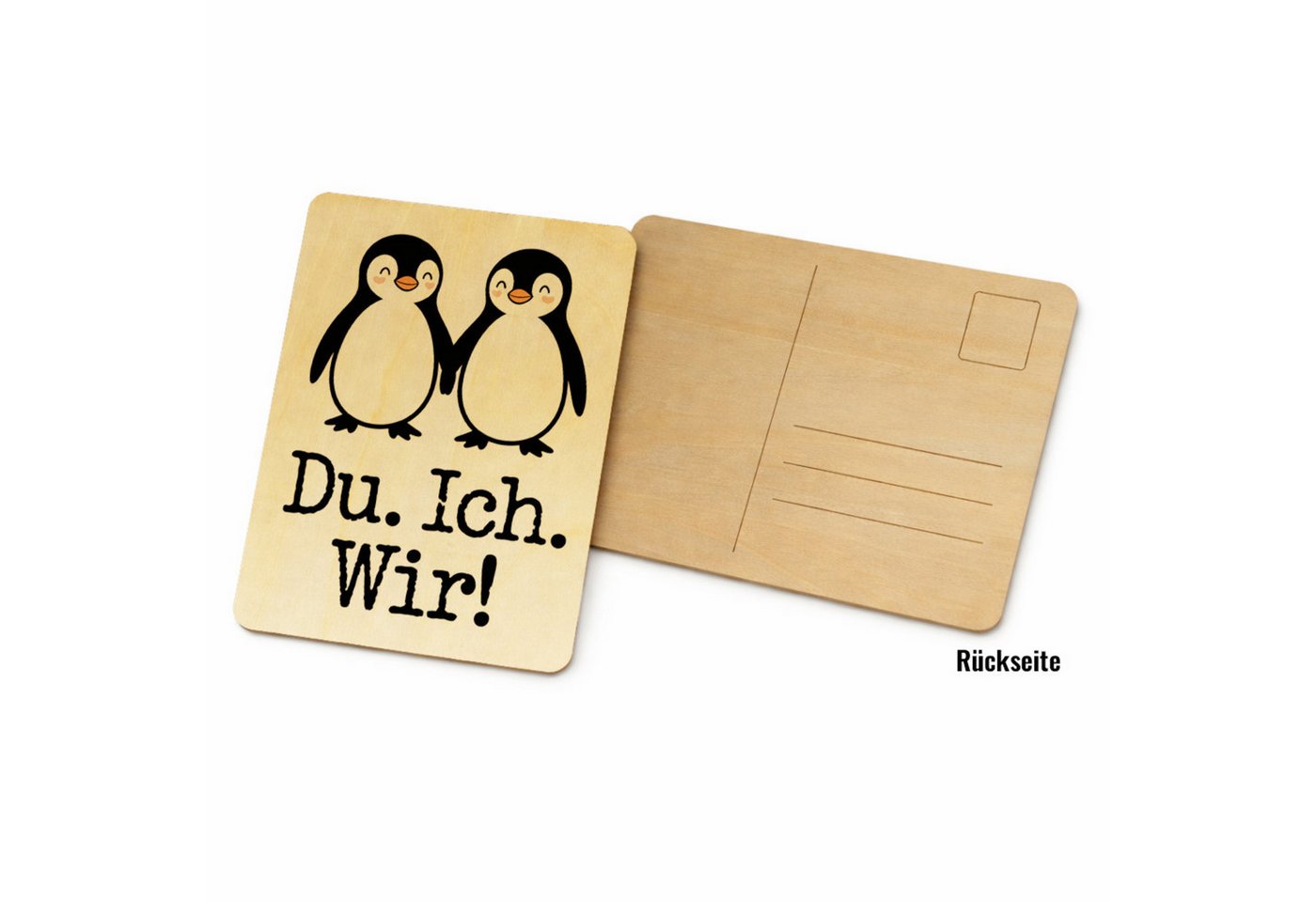 speecheese Postkarte Pinguin Liebe Du. Ich. Wir! Postkarte aus Holz Bild 2