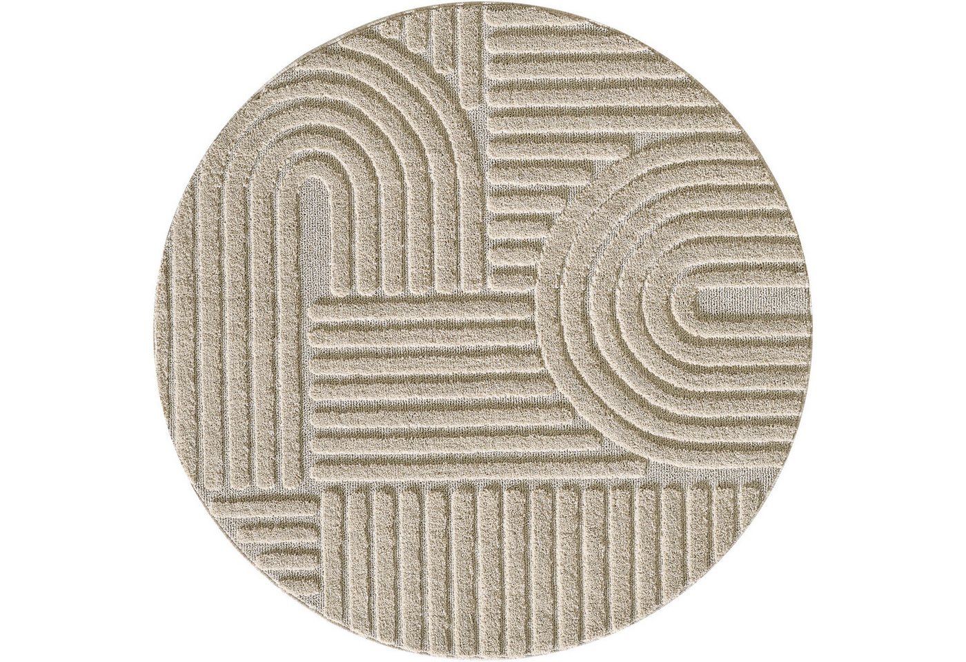 Teppium Teppich Boho-Design, Rund, Höhe: 20 mm, Teppich Wohnzimmer Skandinavisches Boho Teppich Hoch-Tief Effekt