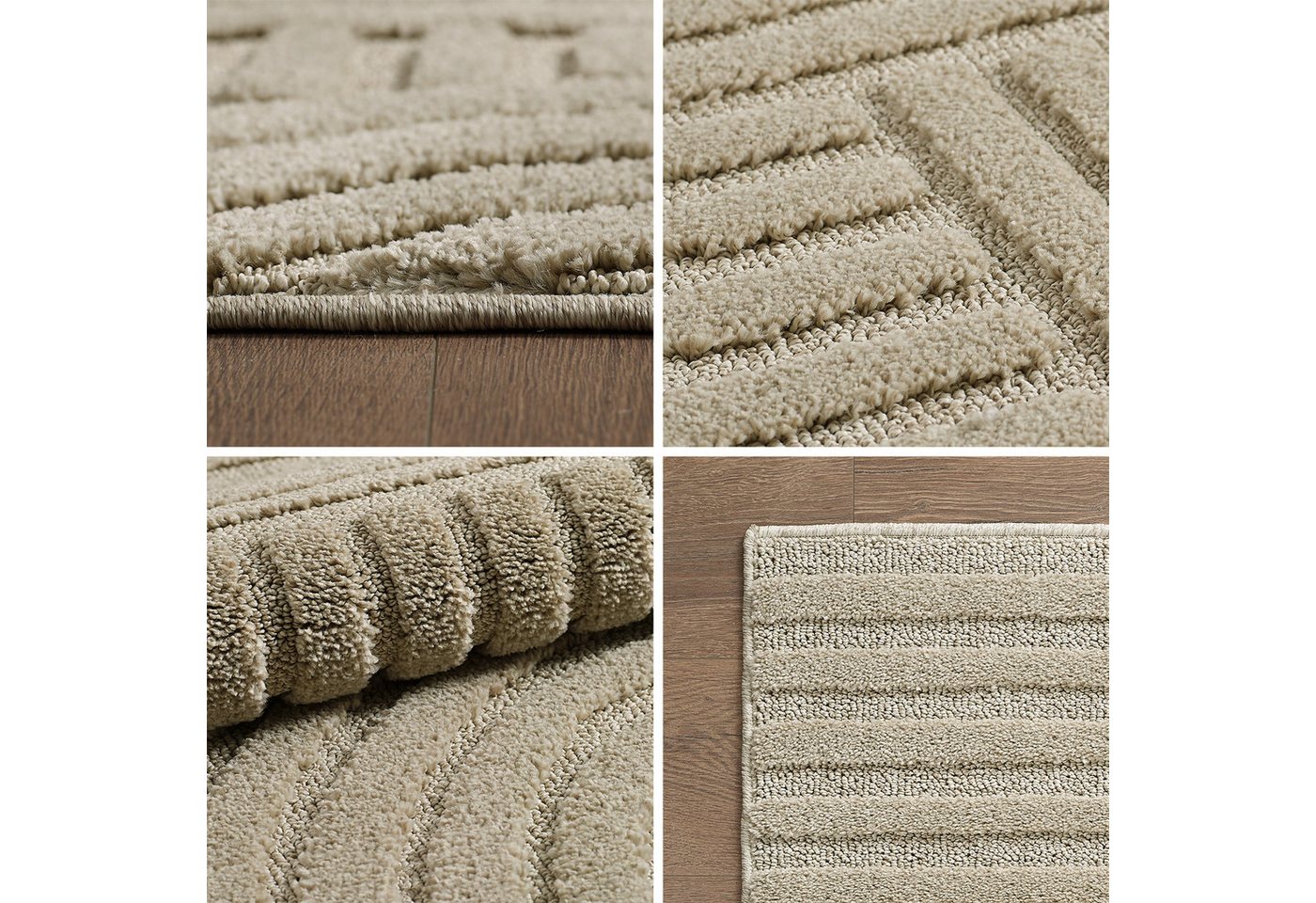 Teppium Teppich Boho-Design, Rund, Höhe: 20 mm, Teppich Wohnzimmer Skandinavisches Boho Teppich Hoch-Tief Effekt Bild 3