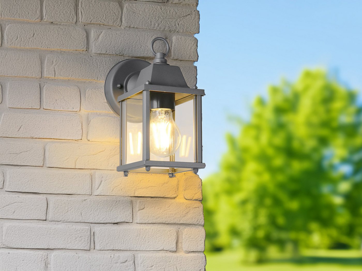 TRIO Leuchten LED Außen-Wandleuchte, LED wechselbar, Warmweiß, Außenlampe Wand-Laterne Landhausstil Außenwandlampe Anthrazit, H: 22cm Bild 2