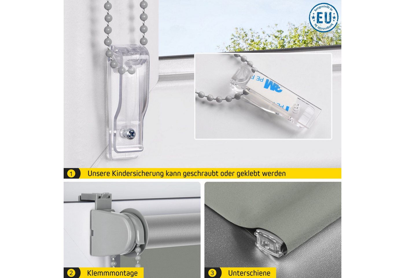 Verdunklungsrollo Thermorollo, 35 x 100 cm, dunkelgrau [Stoffbreite 31,6 cm], jalousiescout, verdunkelnd, ohne Bohren, freihängend, Klemmfix, Thermo-Rollo Vollverdunkelnd Thermo-Beschichtung, energiesparend Bild 4