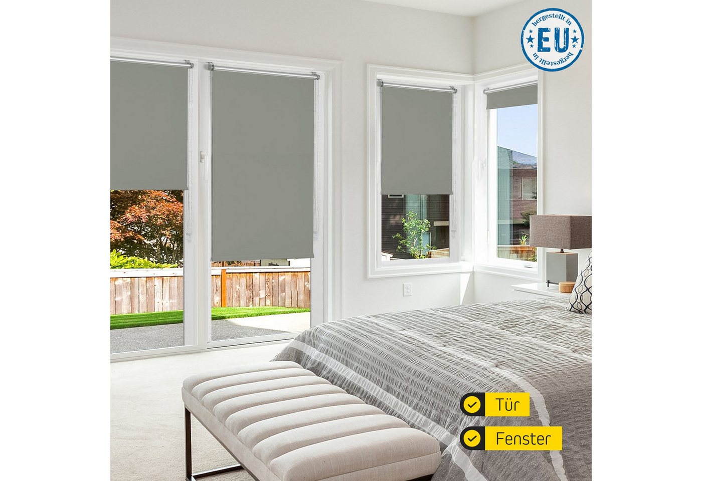 Verdunklungsrollo Thermorollo, 35 x 100 cm, dunkelgrau [Stoffbreite 31,6 cm], jalousiescout, verdunkelnd, ohne Bohren, freihängend, Klemmfix, Thermo-Rollo Vollverdunkelnd Thermo-Beschichtung, energiesparend Bild 5