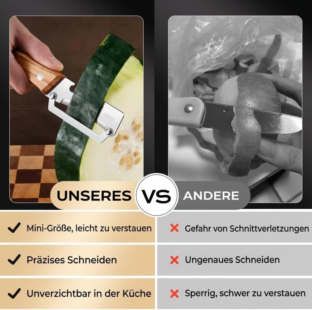 FELIXLEO Sparschäler Ergonomischer Holzgriff liegt sicher und rutschfest in jeder Hand, (2-tlg)