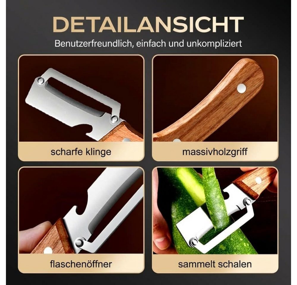 FELIXLEO Sparschäler Ergonomischer Holzgriff liegt sicher und rutschfest in jeder Hand, (2-tlg) Bild 2