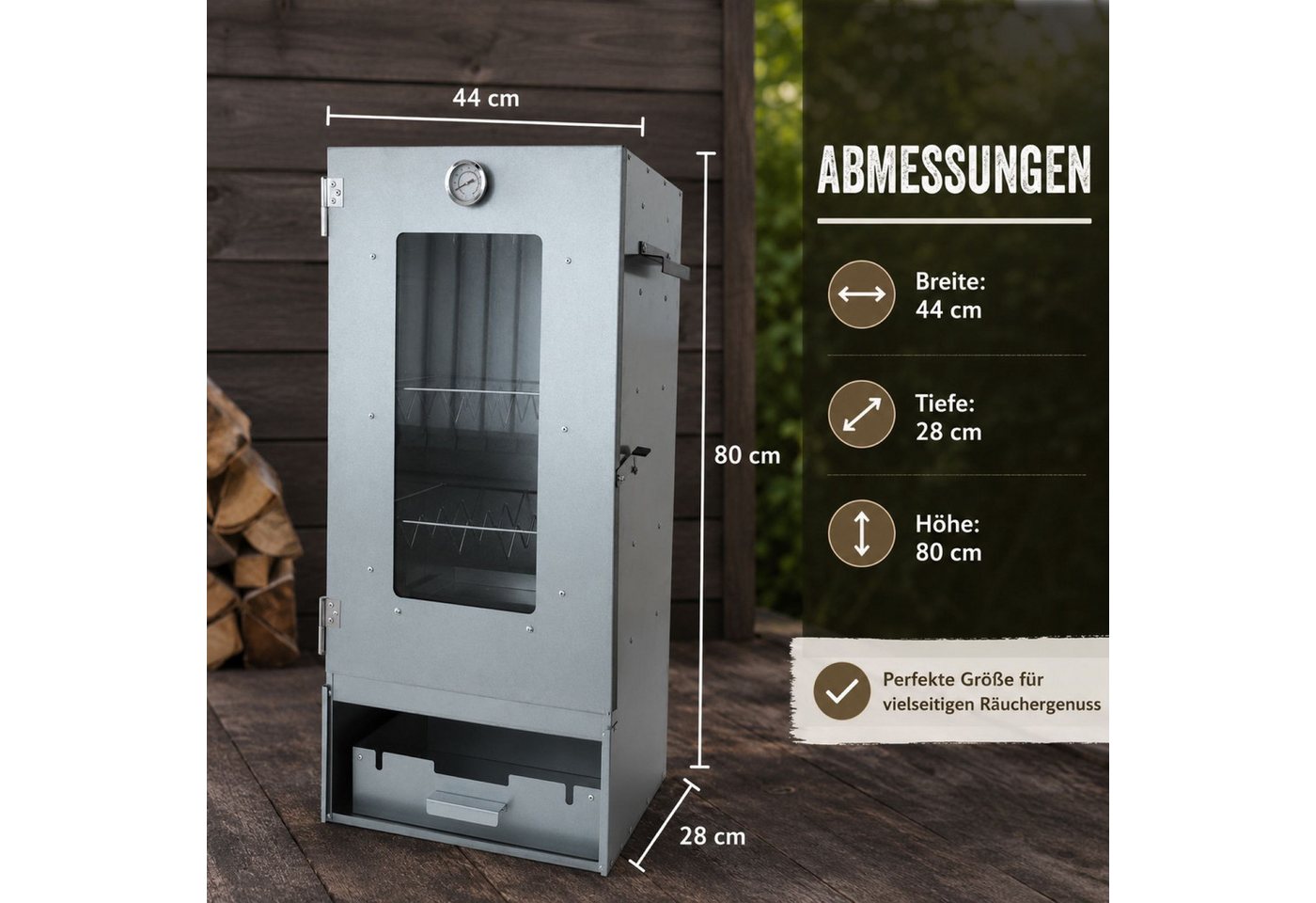 BURI Holzkohlegrill Räucherofen Räucherschrank mit Zubehör Kalt- & Heißräuchern Bild 2
