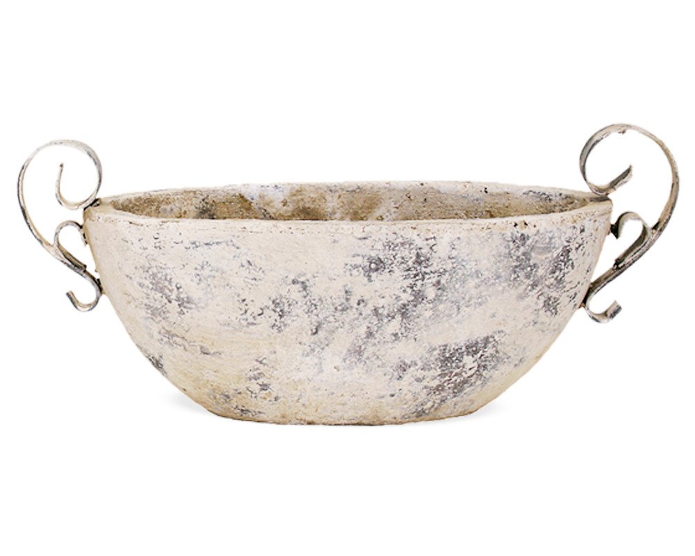 matches21 HOME & HOBBY Blumentopf Keramik Pflanzschale für draussen oval Deko-Schale beige 34 cm (1 St), Wetterfeste Outdoor Pflanzschale Blumen-Schale Garten-Deko Pflanztopf Bild 5