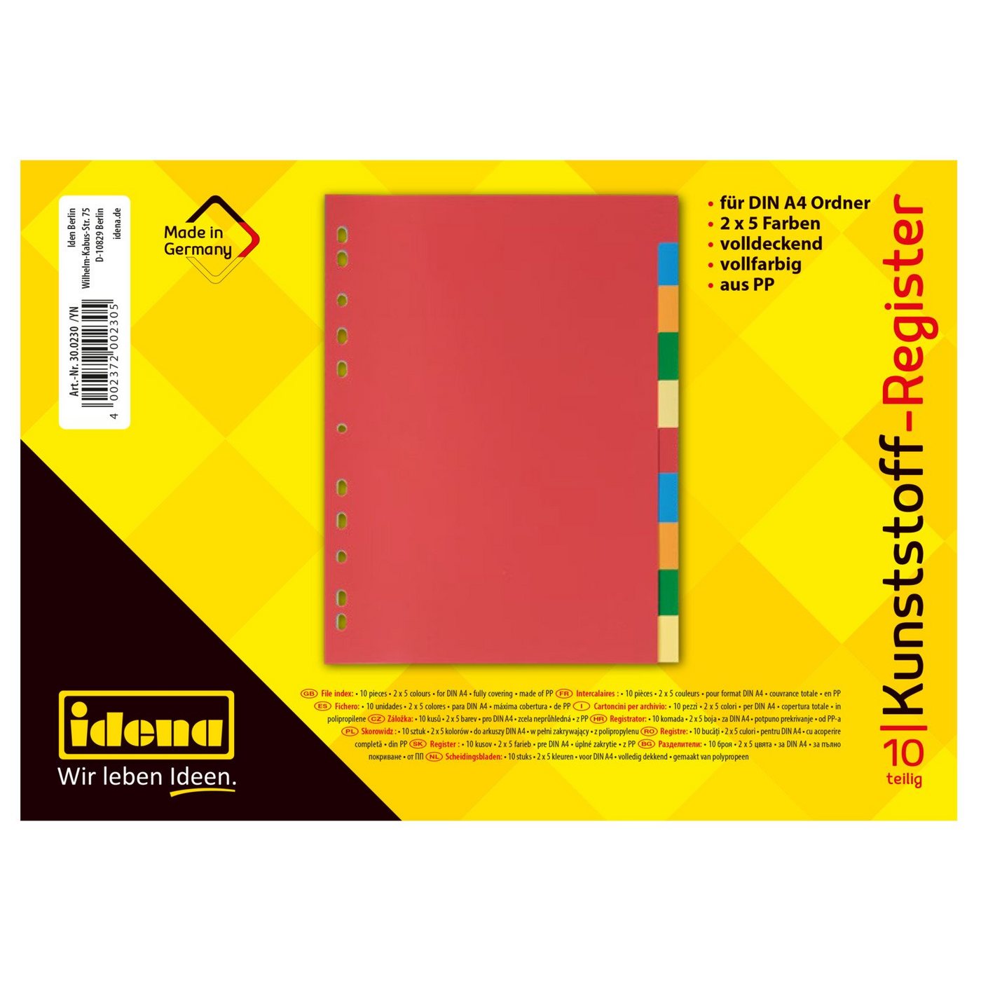 Idena Hefter Idena Kunststoffregister A4 10 teilig 120µ