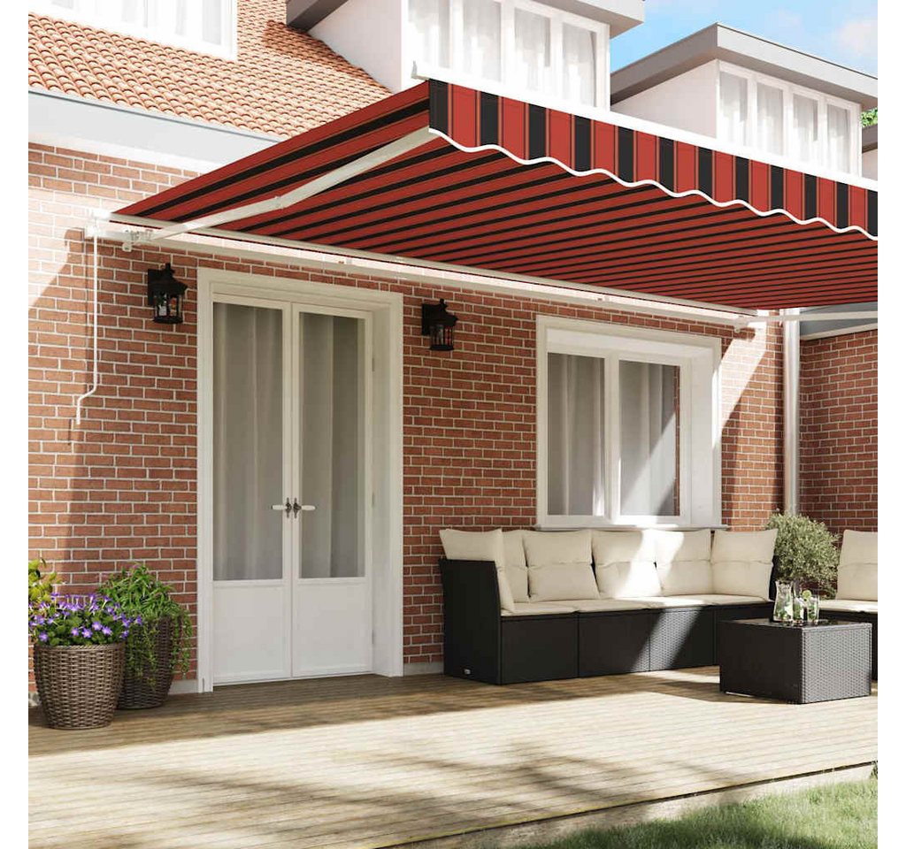 furnicato Markise Einziehbare 500 x 300 cm in Orange und Braun UV-beständiges Sonnensegel mit manuellem Mechanismus für den Garten Bild 5