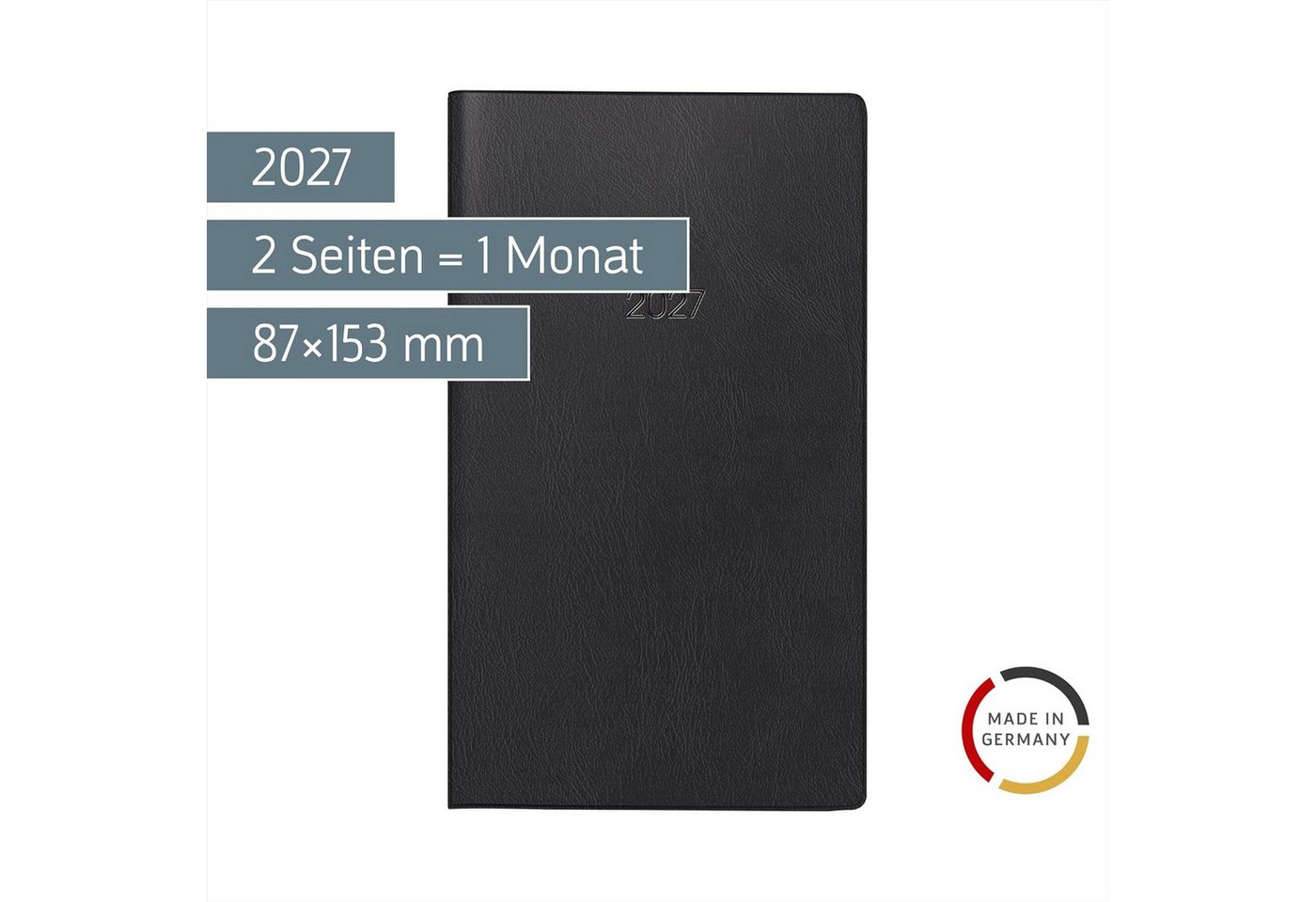 BRUNNEN Taschenkalender BRUNNEN Taschenkalender Mod. 750 2027, A6, Kunststoff, schwarz Bild 2