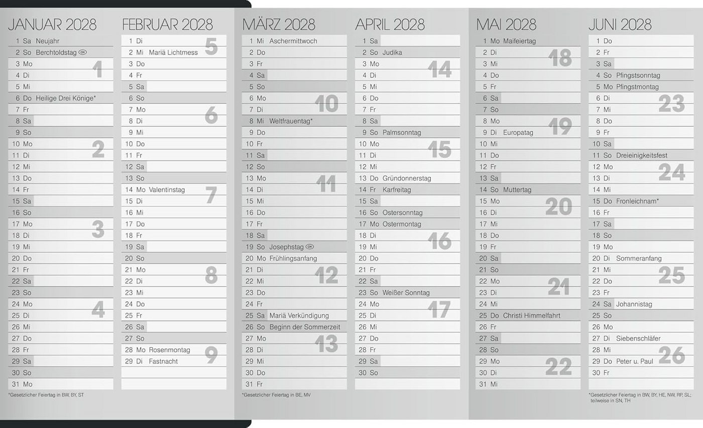 BRUNNEN Taschenkalender BRUNNEN Taschenkalender Mod. 750 2027, A6, Kunststoff, schwarz Bild 4
