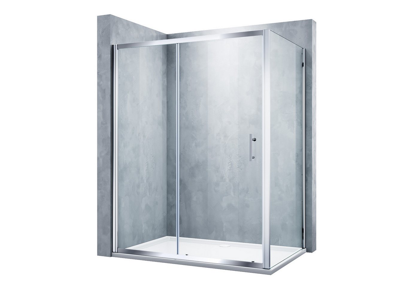 SONNI Eckdusche Schiebetür Dusche, 100--170cm,Duschkabine,Duschabtrennung,Höhe 185, BxT: 100x80 cm, Schnellfreigabefunktion Bild 2