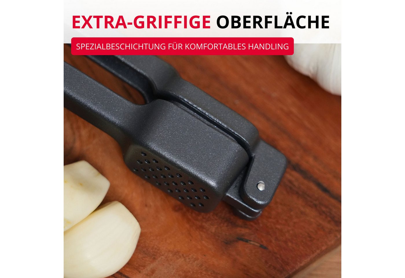WESTMARK Knoblauchpresse Biopress Black Edition – Ergonomische Knoblauchpresse – Extra-Griffige, Aluminium, spülmaschinengeeignet, Made in Germany Bild 4