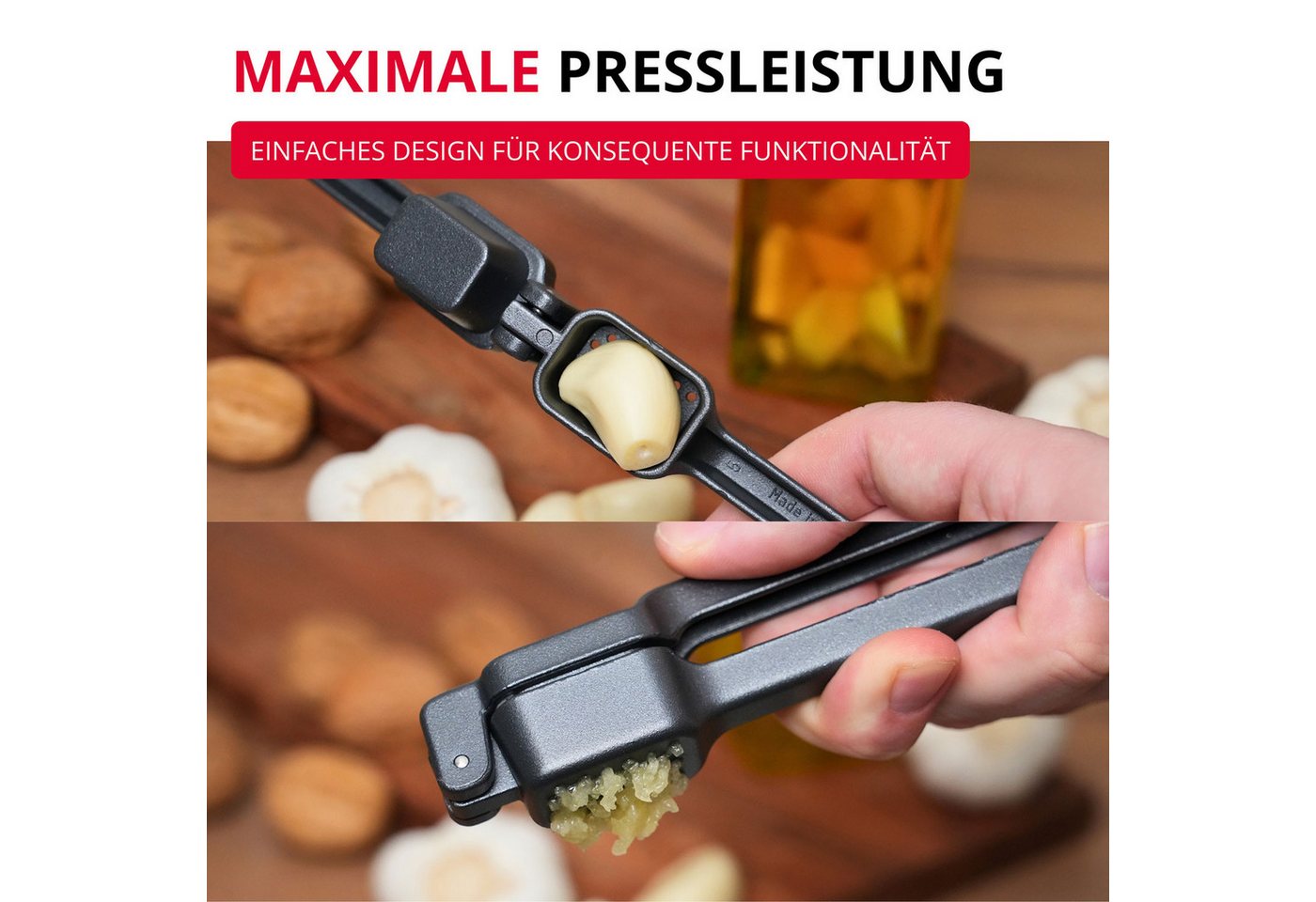 WESTMARK Knoblauchpresse Biopress Black Edition – Ergonomische Knoblauchpresse – Extra-Griffige, Aluminium, spülmaschinengeeignet, Made in Germany Bild 5