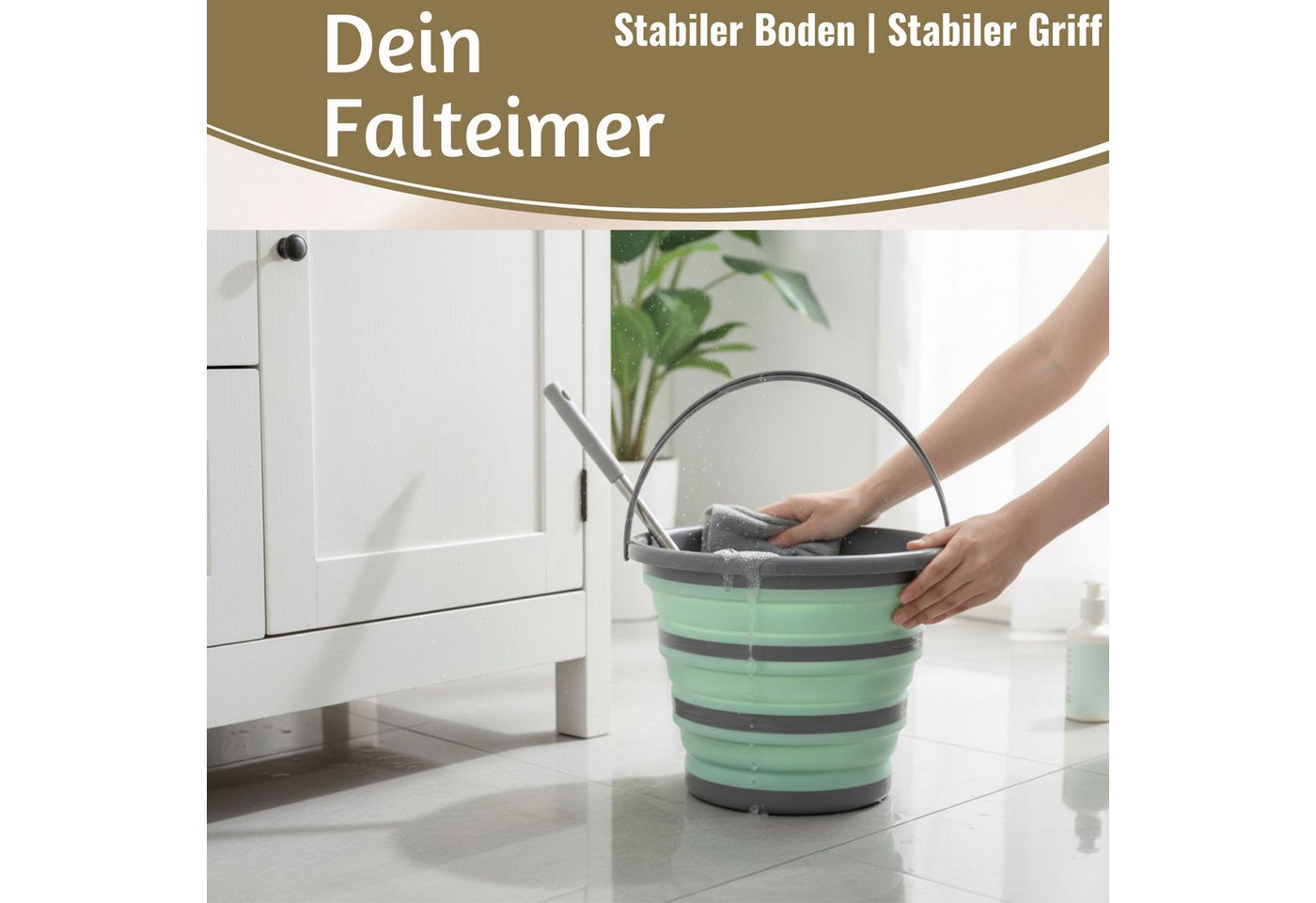 LS-LebenStil Falteimer Flexibler Falteimer Putzeimer 10L Eimer 35x24cm faltbar mit Griff, (TRT Kunststoff ähnlich Silikon Campingeimer, 1-tlg., Silikoneimer Wassereimer Camping Angeleimer), Henkel klappbar - stabiler Boden Bild 3