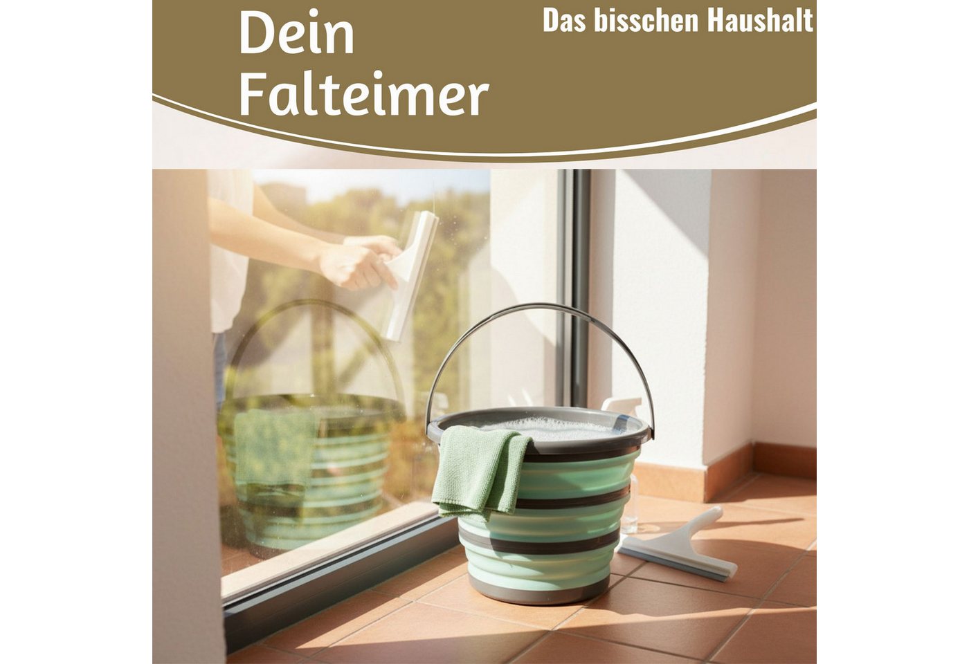 LS-LebenStil Falteimer Flexibler Falteimer Putzeimer 10L Eimer 35x24cm faltbar mit Griff, (TRT Kunststoff ähnlich Silikon Campingeimer, 1-tlg., Silikoneimer Wassereimer Camping Angeleimer), Henkel klappbar - stabiler Boden Bild 5