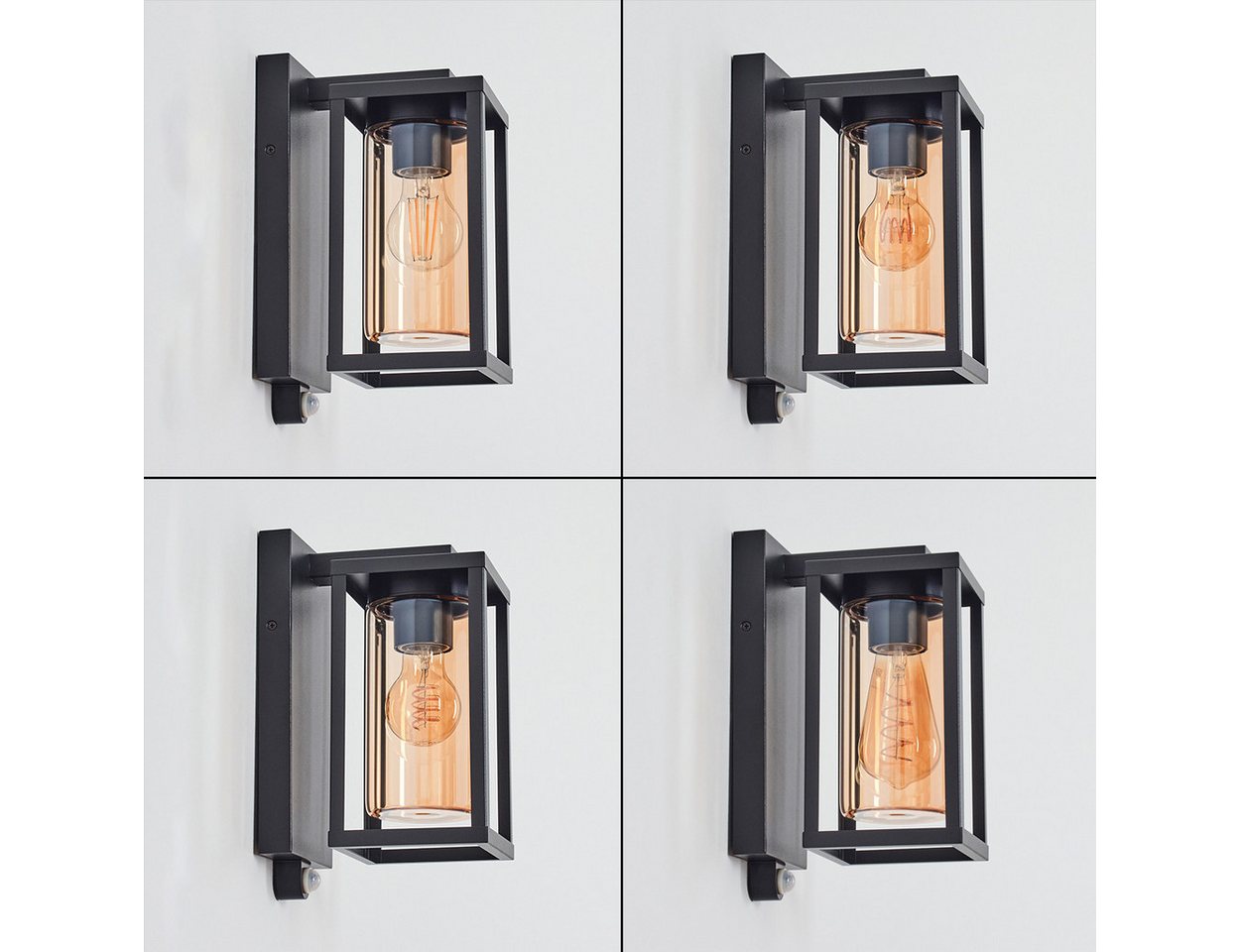 hofstein Außen-Wandleuchte Außenleuchte mit Bewegungsmelder aus Metall/Glas in Schwarz, ohne Leuchtmittel, Wechselglas in Klar, Wandlampe, 1x E27, ohne Leuchtmittel, IP44 Bild 4