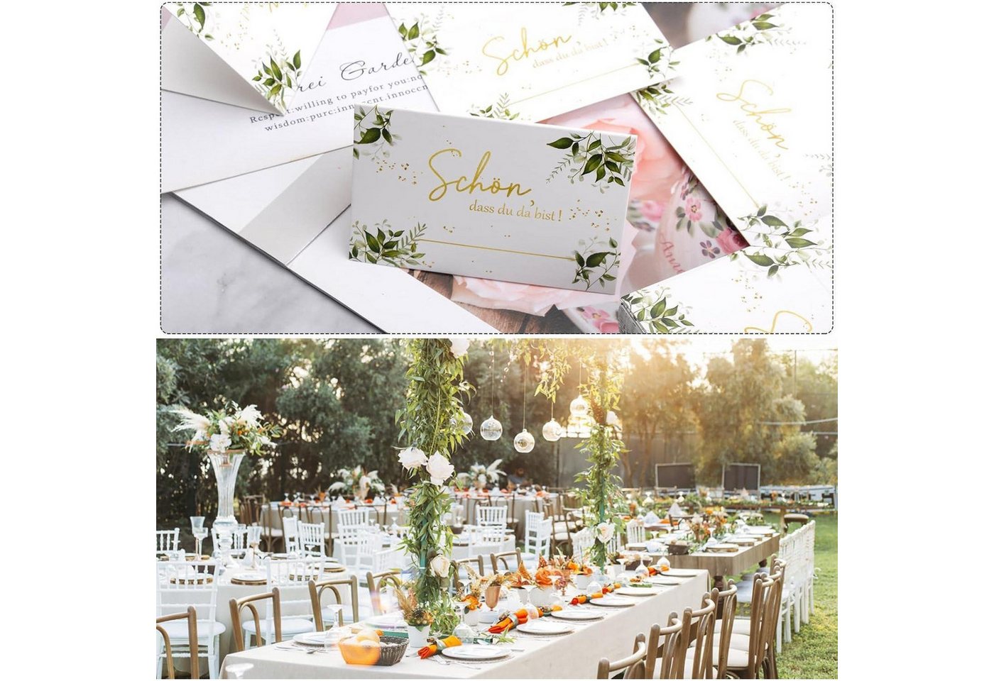 LuxusKollektion Hochzeitskarte Hochzeitsdeko Kommuniondeko Eukalyptus Tischkarten 50 Stck Namenkarten Bild 2