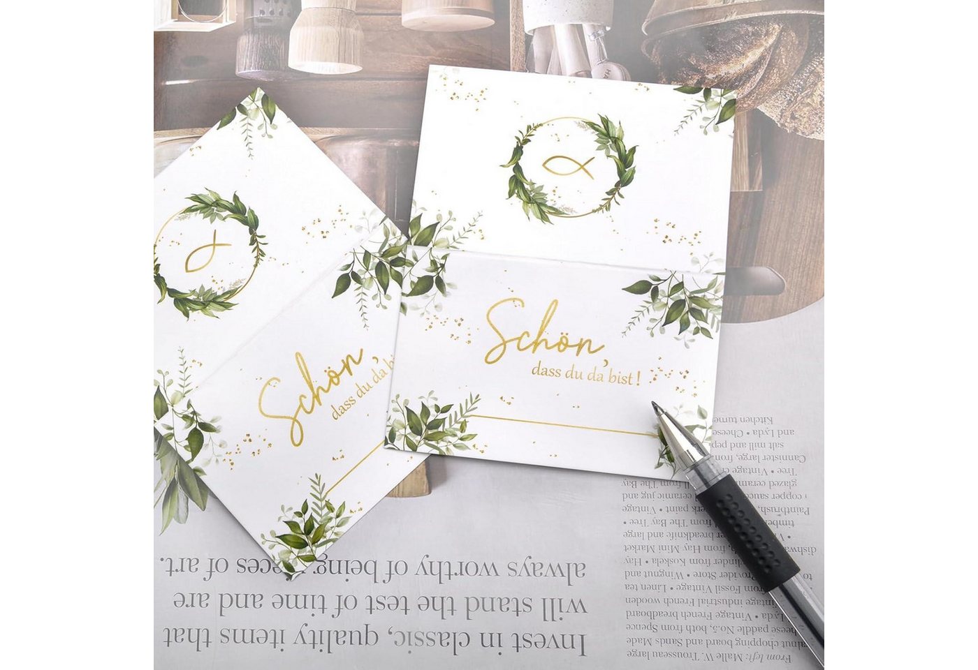 LuxusKollektion Hochzeitskarte Hochzeitsdeko Kommuniondeko Eukalyptus Tischkarten 50 Stck Namenkarten Bild 3