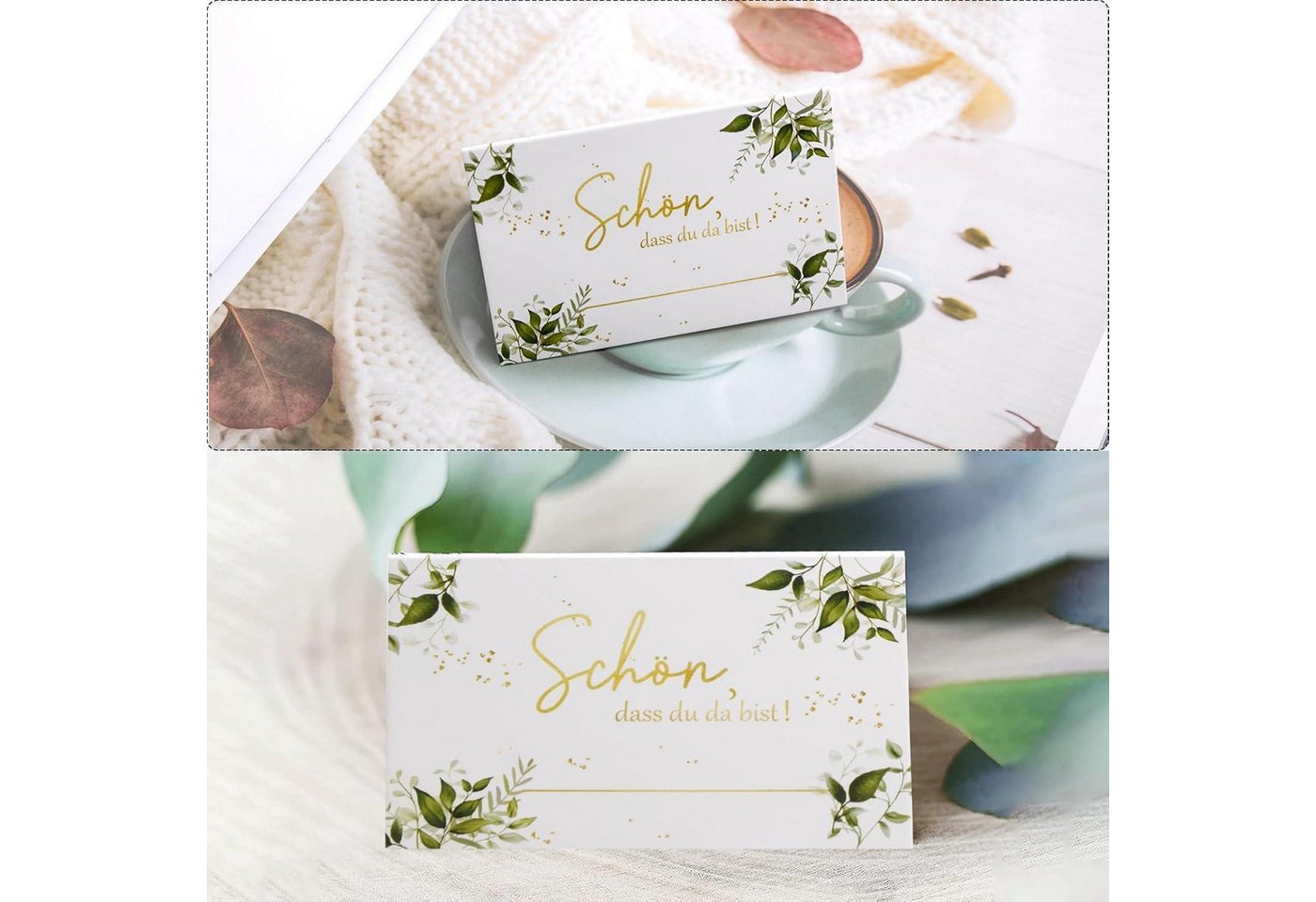 LuxusKollektion Hochzeitskarte Hochzeitsdeko Kommuniondeko Eukalyptus Tischkarten 50 Stck Namenkarten Bild 4