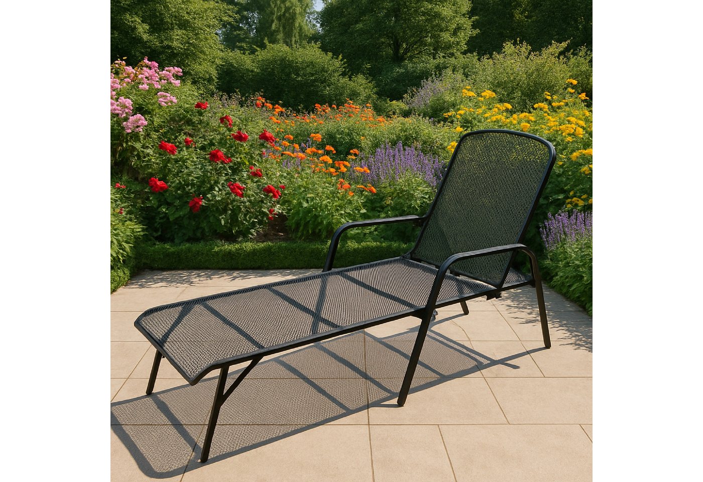 TPFGarden Gartenliege GLASGOW, Sonnenliege GLASGOW - Gartenliege aus Streckmetall anthrazit, Bequeme Relaxliege aus hochwertigen Metall, Hochwertige Outdoor Liege - Maße (BxHxT): 62 x 34,0 - 100,0 x 197 cm Bild 5