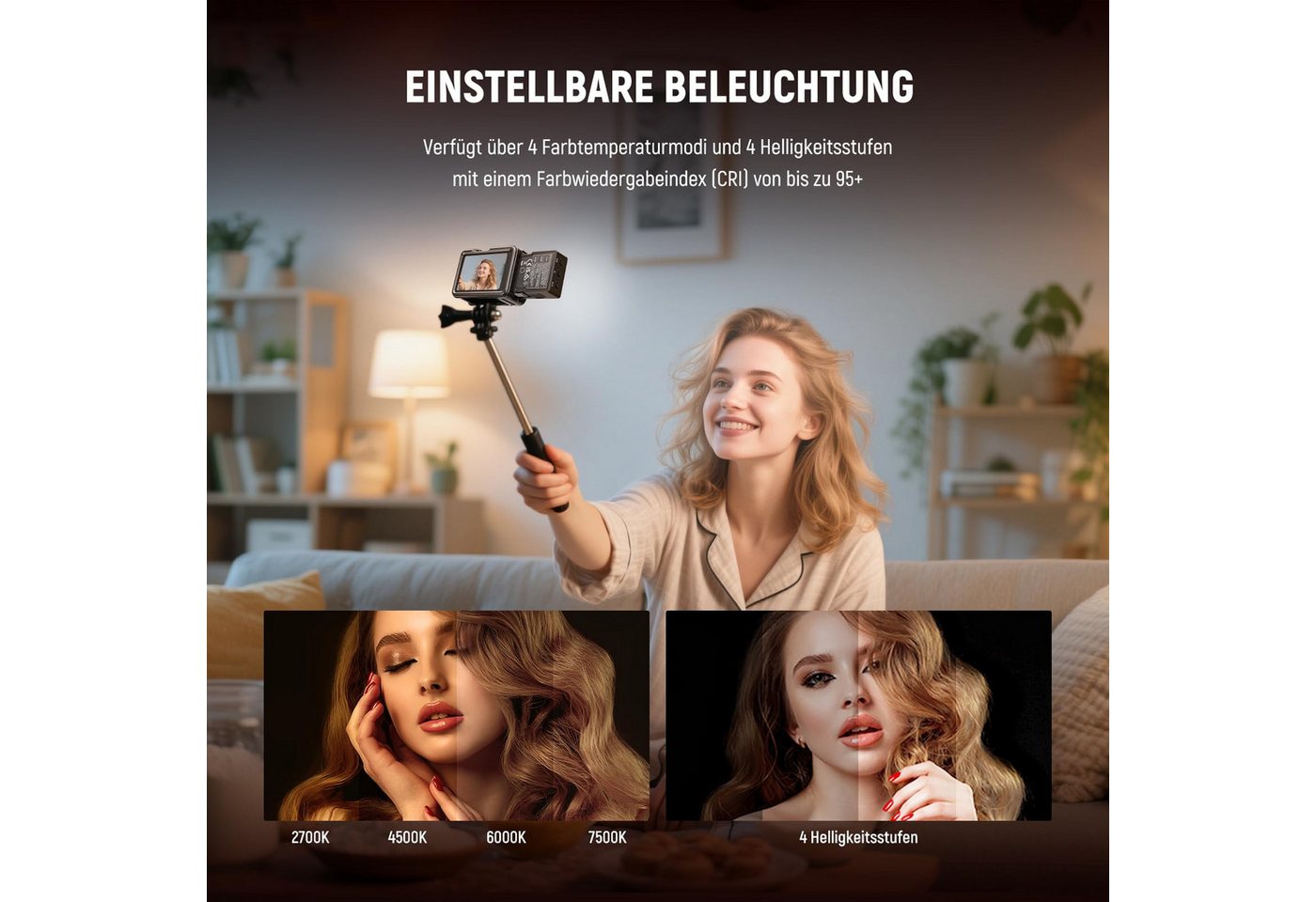 Neewer Videoleuchte M25 Zweifarbiges magnetisches LED Videolicht, 1,5W Fülllicht Aufsatz, für DJI OSMO NANO ACTION 3 4 5 Pro Cage AC009 PRO Pocket 3 Bild 4