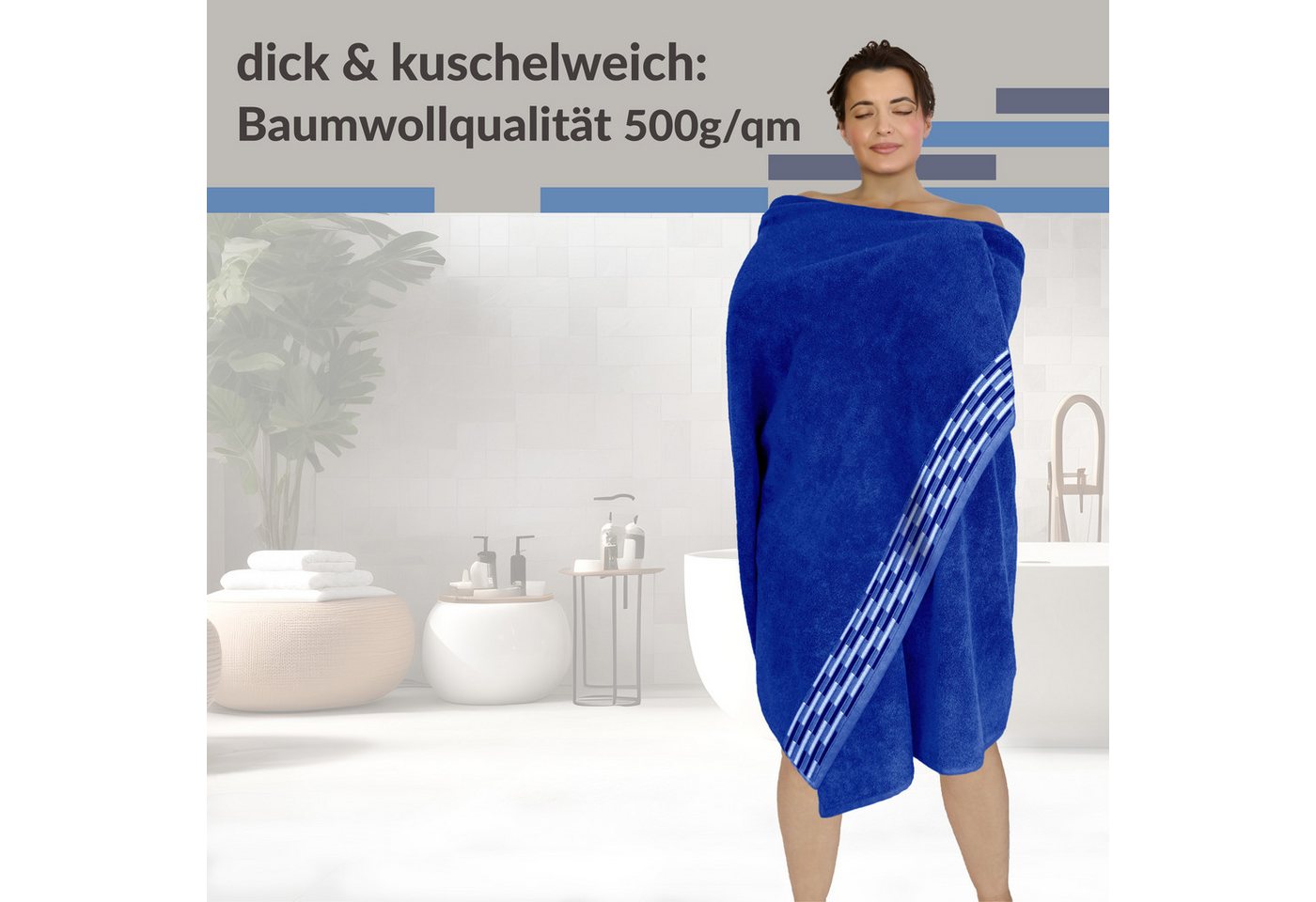 Lashuma Saunatuch - Badetuch Frottee, Saunahandtuch aus 100% Baumwolle für Damen & Herren Bild 3