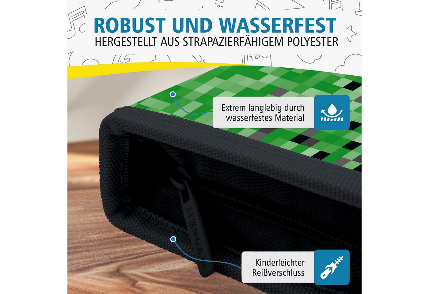 itenga Federmäppchen itenga Schüler-Etui Mäppchen Pixel 28 teilig (gefüllt) 1-Zipper Bild 4