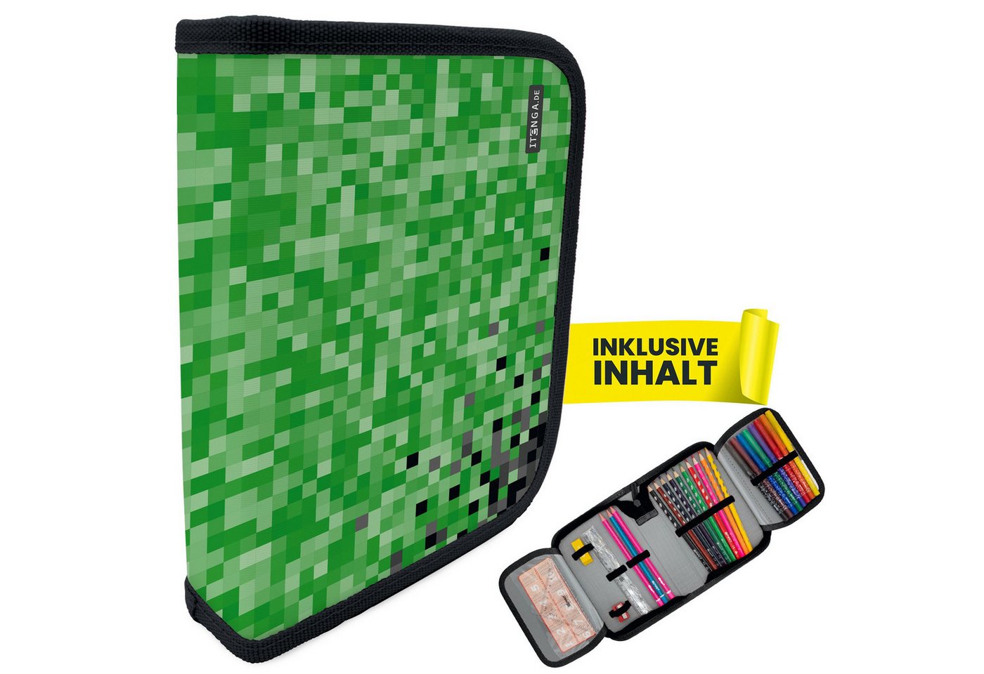 itenga Federmäppchen itenga Schüler-Etui Mäppchen Pixel 28 teilig (gefüllt) 1-Zipper Bild 5