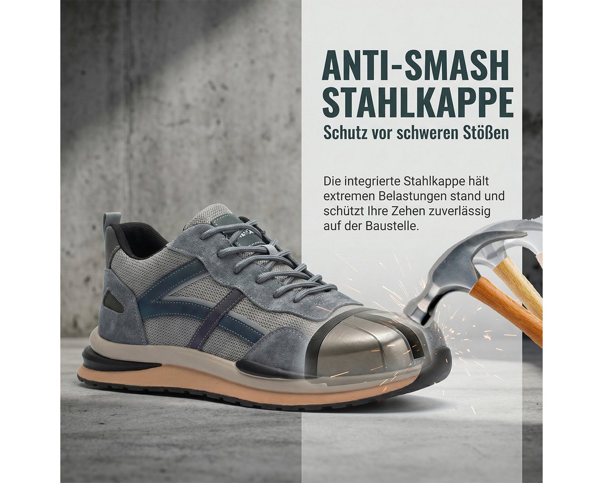 PROCHAIN Arbeitsschuhe Modische Herren Sicherheitsschuh (Stahlkappen, Arbeitsschuhe, Sicherheitsschuhe, Schutzausrüstung, sportlich, bequem, leicht, atmungsaktiv, weich und rutschfes) Herren-und Damenmodelle Indoor und Outdoor Bild 3