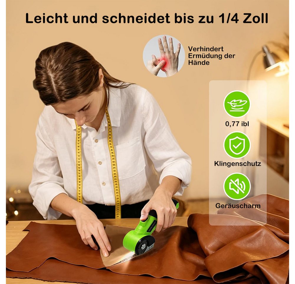 AFKSMILE Akku-Blechschere Kartonschneider Elektrische Schere, Universalschneider & Rollschneider, Mit Ersatzklinge für Karton, Pappe, Teppich, Leder, Filz & Kunststoff Bild 3