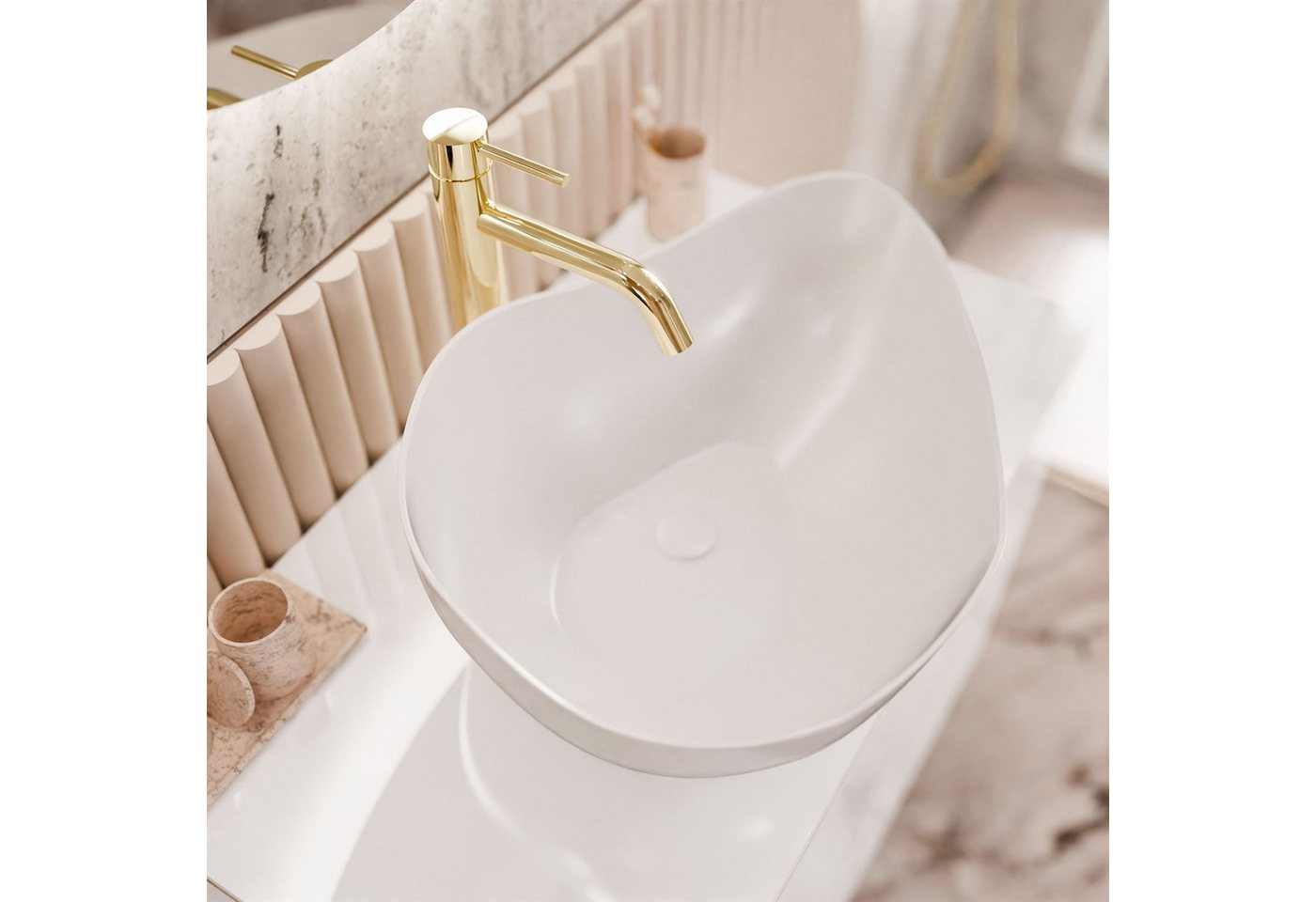 Lookway Badmöbel-Set AURORA GOLD Badezimmerschrank mit praktische Schubladen, 80x55x45 cm