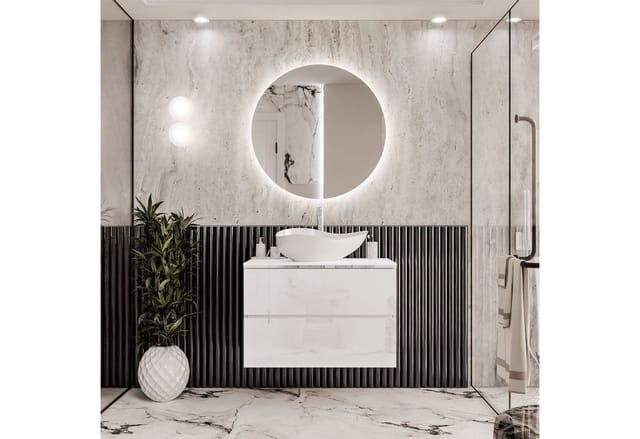 Lookway Badmöbel-Set AURORA SILVER Badezimmerschrank mit praktische Schubladen, 80x55x45 cm