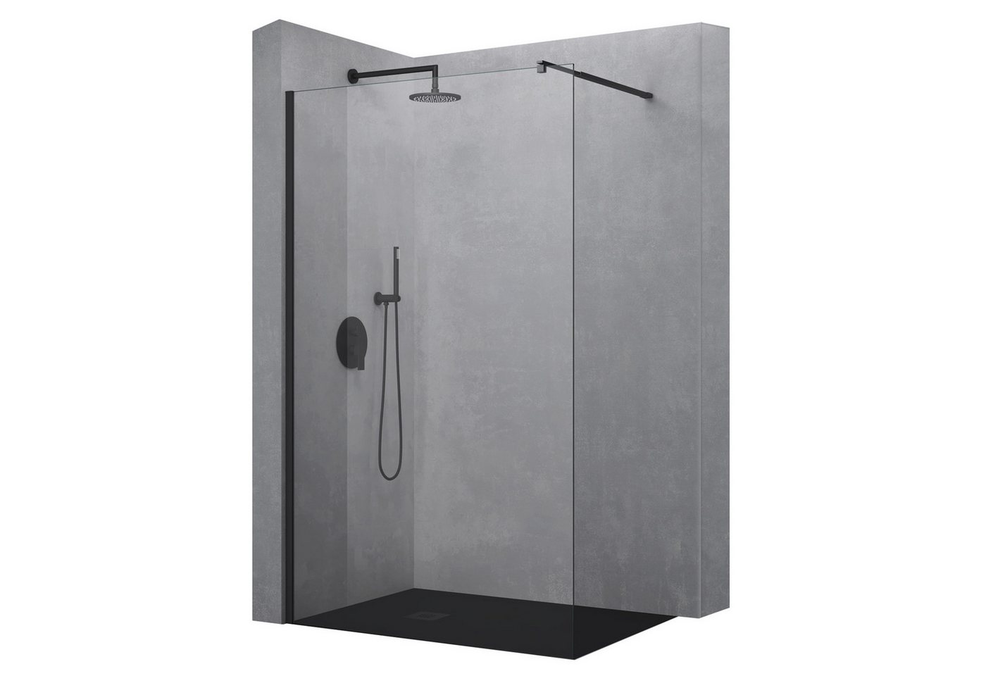 doporro Duschwand Duschwand Duschabtrennung in schwarz Profil mit Nano 8/10mm ESG Bremen, Einscheibensicherheitsglas