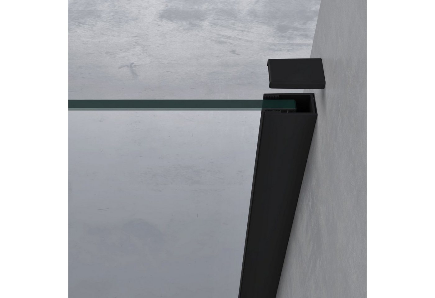 doporro Duschwand Duschwand Duschabtrennung in schwarz Profil mit Nano 8/10mm ESG Bremen, Einscheibensicherheitsglas Bild 4