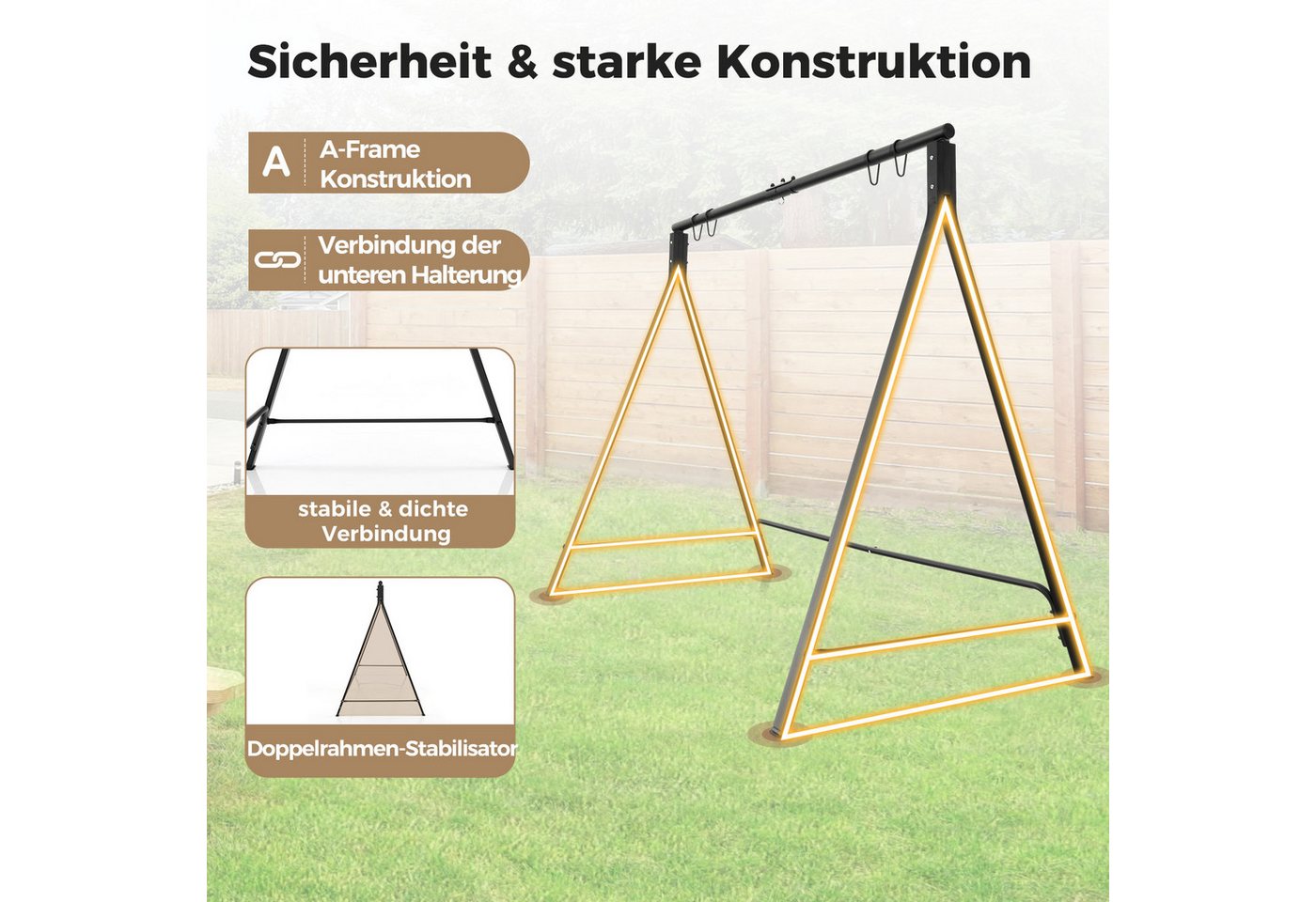 KOMFOTTEU Schaukelgestell, aus Metall bis zu 120/160kg Bild 2